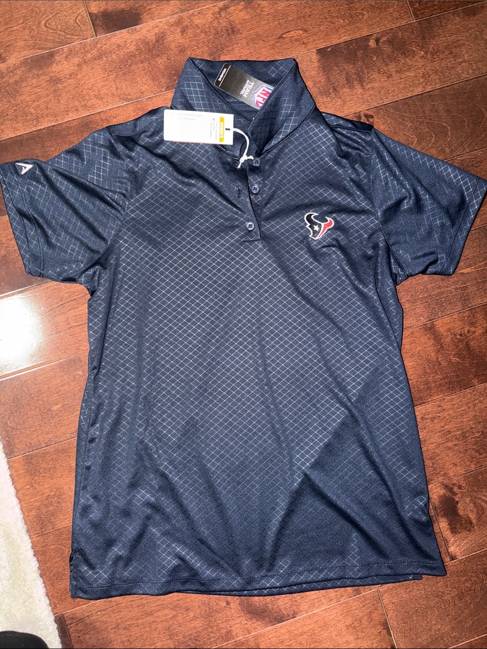 Antigua Houston Texans Navy Diamond-Print Polo